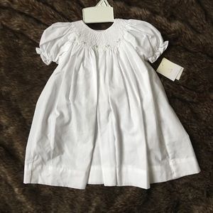 NWT white classic baby girl dress